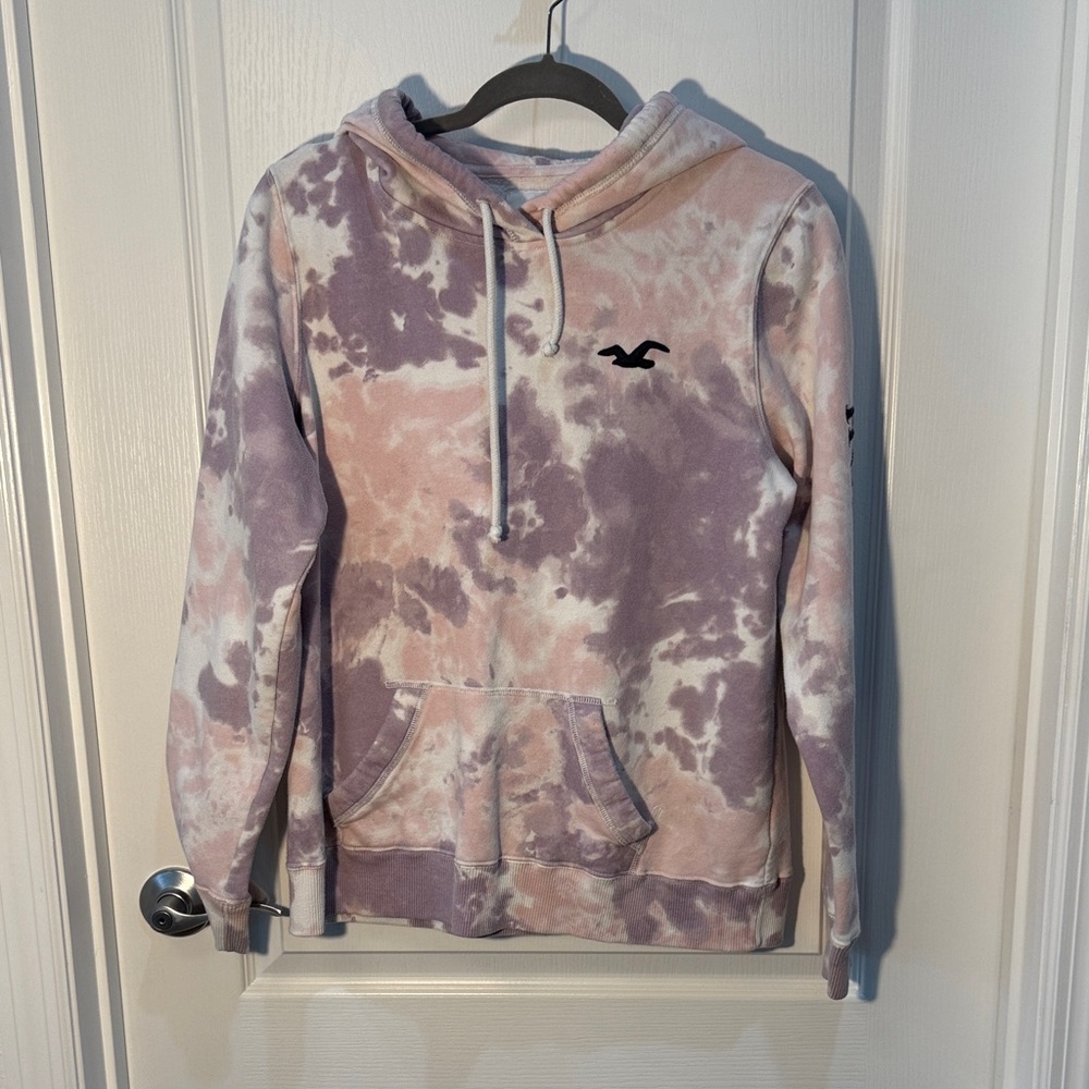 Hollister Womens Purple and Pink Tie-Dye Hoodie Size L